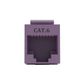 Cat6 RJ-45 UTP Keystone Jack. Purple, 180 degrees, 6pc Pack