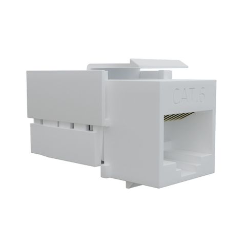 Cat6 RJ-45 UTP Keystone Jack. White, 90 degrees, 6pc Pack