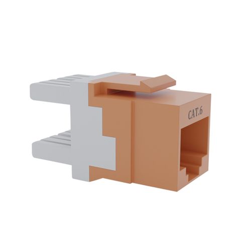 Cat6 RJ-45 UTP Keystone Jack. Orange, 180 degrees, 6pc Pack