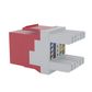 Cat6 RJ-45 UTP Keystone Jack. Red, 180 degrees, 6pc Pack