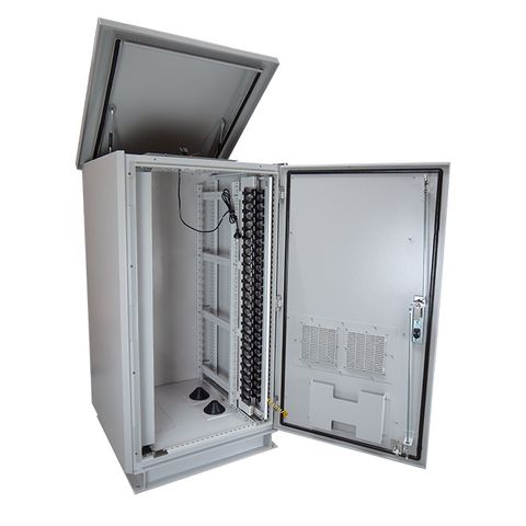 CERTECH 27RU 800mm Deep Outdoor Freestanding Cabinet. IP45 Rated, Grey - with Cable Management