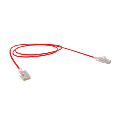 CERTECH Cat6A 30AWG UTP 10G RJ45 Patch Lead, Red PVC Jacket, 1.25m