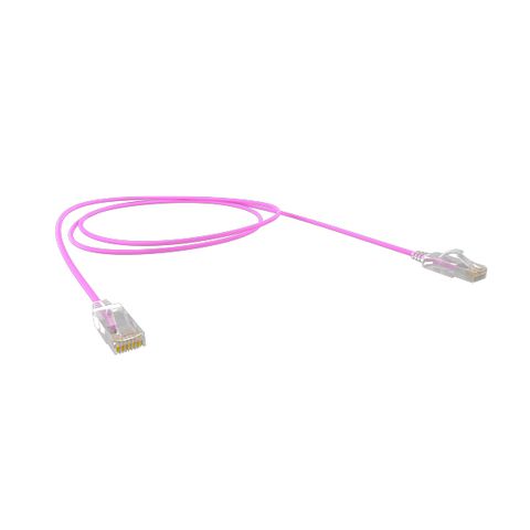 CERTECH Cat6A 30AWG UTP 10G RJ45 Patch Lead, Pink PVC Jacket, 1.25m