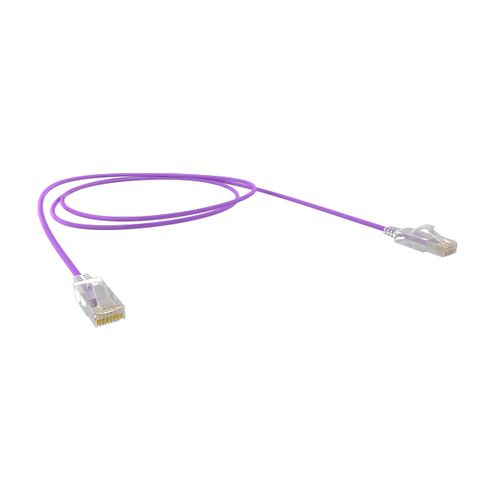 CERTECH Cat6A 30AWG UTP 10G RJ45 Patch Lead, Purple PVC Jacket, 2m