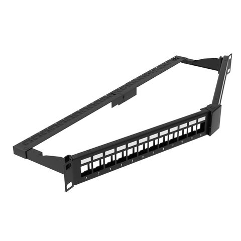 CERTECH 1RU 19" 24 Port Shielded Angled Unloaded Patch Panel, with Rear Support Bar