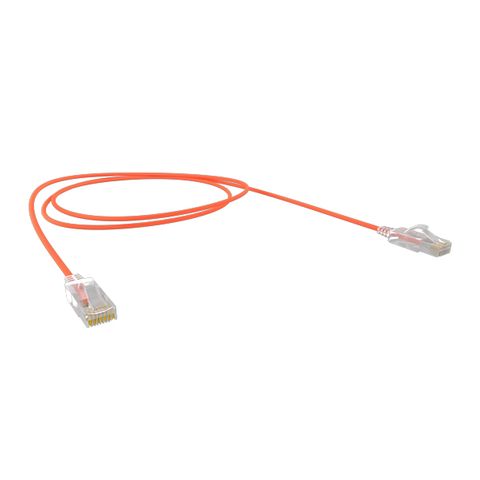 CERTECH Cat6A 30AWG UTP 10G RJ45 Patch Lead, Orange PVC Jacket, 1m