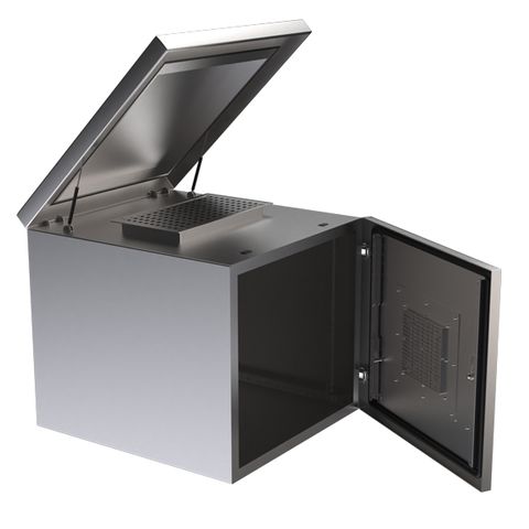 CERTECH 9RU 600mm Deep Stainless Steel Outdoor Wall Mount Cabinet, IP45 Rated