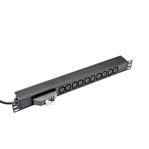 CERTECH Horizontal 1RU PDU, 10 x 10 Amp IEC C13 Outlets w/ 10 Amp Plug