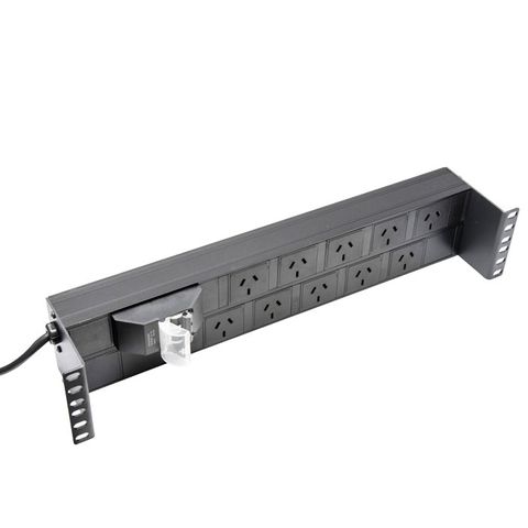 CERTECH Horizontal 2RU PDU, 10 x 10 Amp 3 Pin Outlets w/ 10 Amp Plug