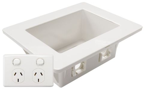CERTECH Recessed Wall Box with 2x Australian style outlets and 1x GPO Slot & 2 ports switched GPO