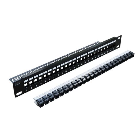 CERTECH 24 Port 19" Cat6 UTP Modular Patch Panel, Complete with 24 x Cat6 Black Keystone Jacks