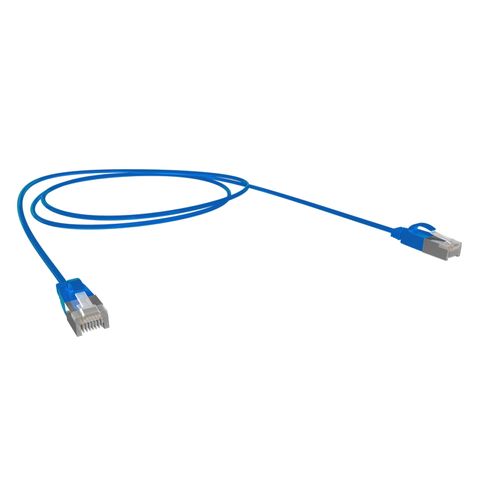 CERTECH Cat6A 34AWG S/FTP 10G RJ45 Patch Lead, Blue LSZH Jacket, 2m