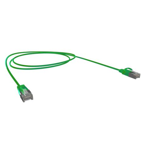 CERTECH Cat6A 34AWG S/FTP 10G RJ45 Patch Lead, Green LSZH Jacket, 0.5m