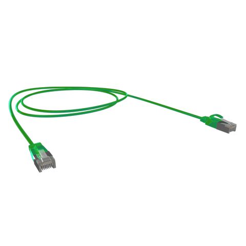 CERTECH Cat6A 34AWG S/FTP 10G RJ45 Patch Lead, Green LSZH Jacket, 3m