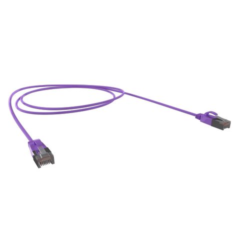 CERTECH Cat6A 34AWG S/FTP 10G RJ45 Patch Lead, Purple LSZH Jacket, 1m