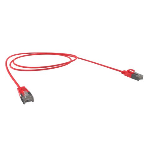 CERTECH Cat6A 34AWG S/FTP 10G RJ45 Patch Lead, Red LSZH Jacket, 1.25m