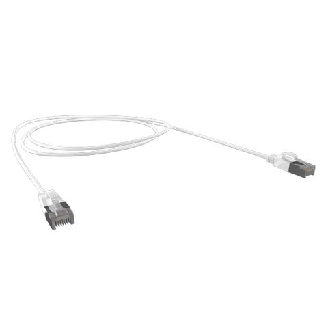 0.5M Cat6A SFTP Super-Thin 10G Patch Lead, White LSZH Jacket, 34AWG