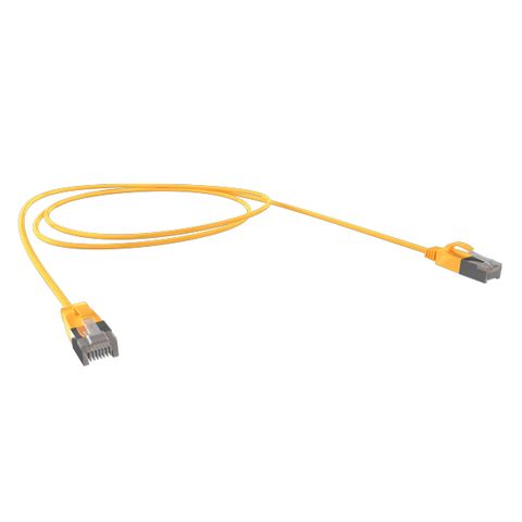 CERTECH Cat6A 34AWG S/FTP 10G RJ45 Patch Lead, Yellow LSZH Jacket, 1m