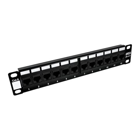 10" 12 Port Cat6 Patch Panel for Mini Cabinets