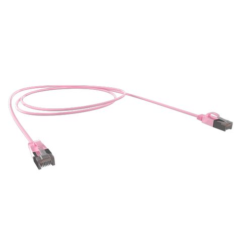 CERTECH Cat6A 34AWG S/FTP 10G RJ45 Patch Lead, Pink PVC Jacket, 2m