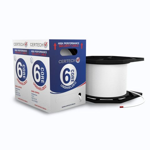 CERTECH 300M 6 Core 14/020 Unshielded Security Cable, White LSZH Jacket