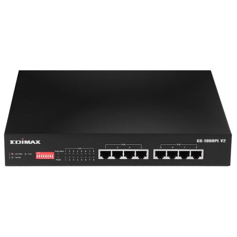 EDIMAX 8 Port Gigabit Ethernet PoE+ Switch, 75W