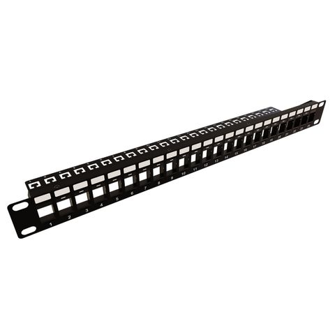 1RU 19" 24 Port Unloaded STP Patch Panel, with Rear Support Bar