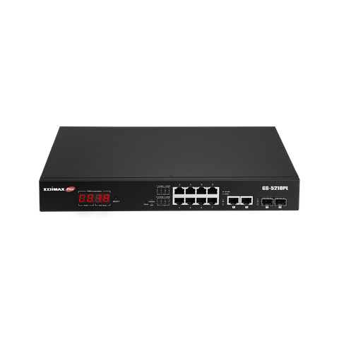 EDIMAX Surveillance VLAN 12 Port Gigabit PoE+ Long Range WebSmart Switch w/ 2 Gigabit RJ45/SFP Combo Ports