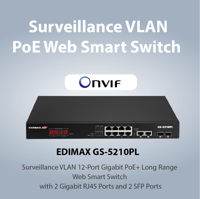 8-Port Gigabit PoE+ with 2 SFP Slots Web Smart Switch - EDIMAX