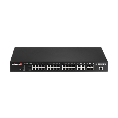 EDIMAX Surveillance VLAN 28 Port Gigabit PoE+ Long Range WebSmart Switch w/ 4 RJ45/SFP Combo Ports