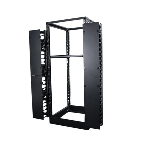 42RU 4 Post Depth Adjustable Open Frame. Inc. 2 x Vertical Cable Management Ducts & 1 x Shelf