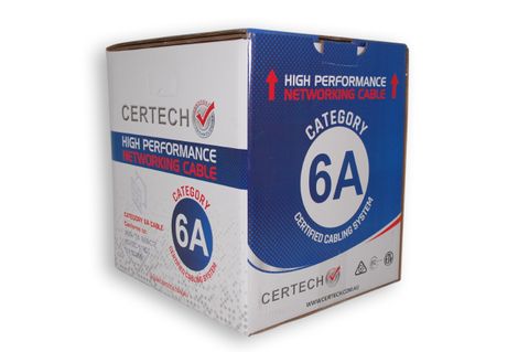 CERTECH 305M Cat6A S/FTP Solid Cable Roll, Grey PVC Jacket
