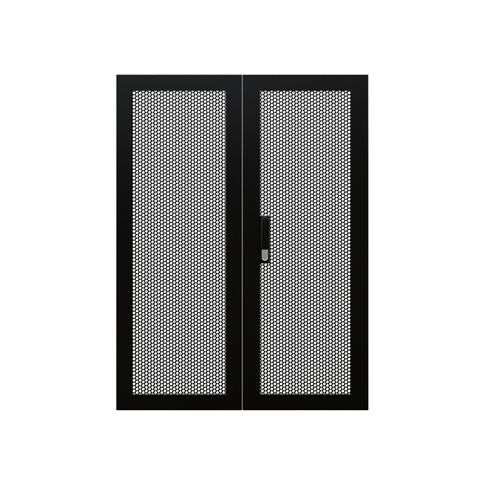 CERTECH Perforated Steel Barn Doors for 18RU 600mm Wide Premier Series Racks, w/ Push Button Lock