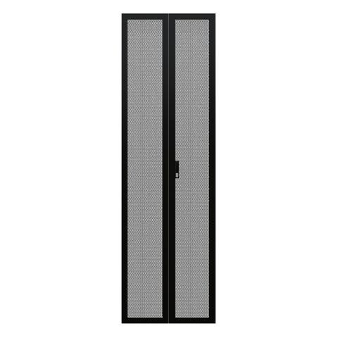 CERTECH Perforated Steel Barn Doors for 42RU 600mm Wide Premier Series Racks, w/ Push Button Lock