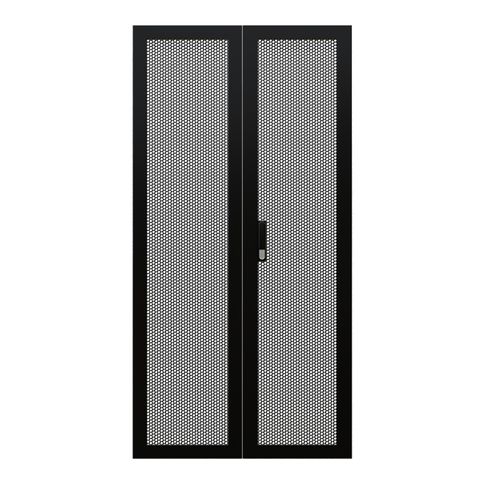 CERTECH Perforated Steel Barn Doors for 22RU 600mm Wide Premier Series Racks, w/ Push Button Lock