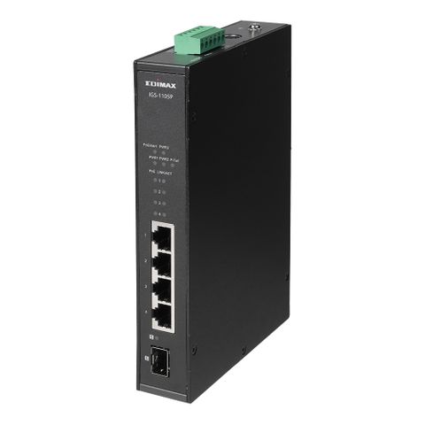 EDIMAX 4 Port Gigabit Industrial PoE Switch w/ 1 SFP Port, DIN-Mount