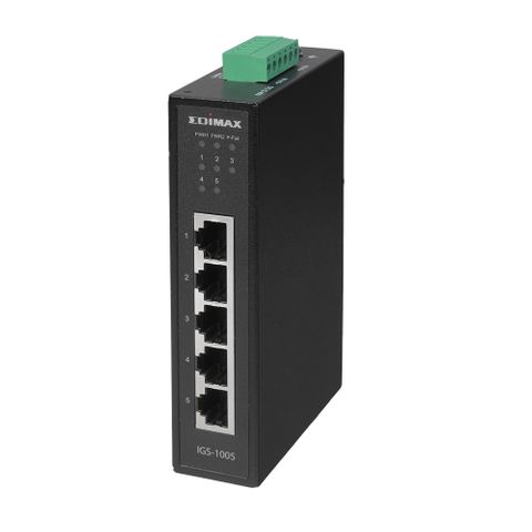 EDIMAX 5 Port Gigabit Industrial PoE Switch, DIN-Mount