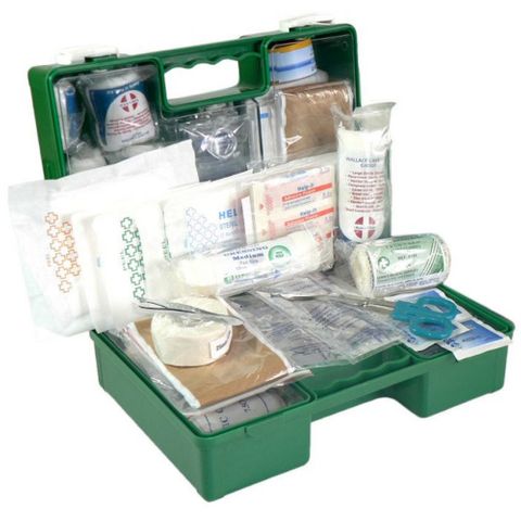 FIRST AID KIT FAK112PB INDUSTRIAL & COMMERICAL 1-12 PERSON IN GREEN PLASTIC WALL