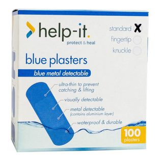 HELP-IT FIRST AID WATERPROOF BLUE PLASTERS 25MM X 72MM 100S