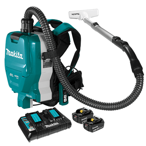 MAKITA 36V BACKPACK VACUUM CLEANER 2L WITH 2 6AH BATTERIES