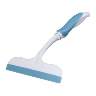 WHITE PLASTIC SOFT GRIP SQUEEGEE WITH BLUE RUBBER 200MM