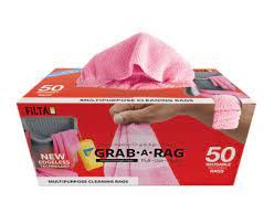 GRAB-A-RAG PINK MICROFIBRE CLOTH 30CM X 30CM IN A BOX 50S