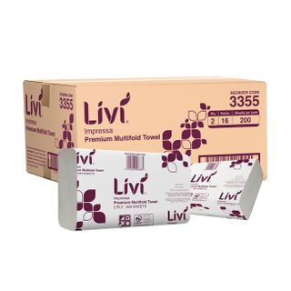 LIVI 3355 IMPRESSA ULTRA PREMIUM I/FOLD SLIM WHITE 2 PLY P/TOWEL 200S X 16