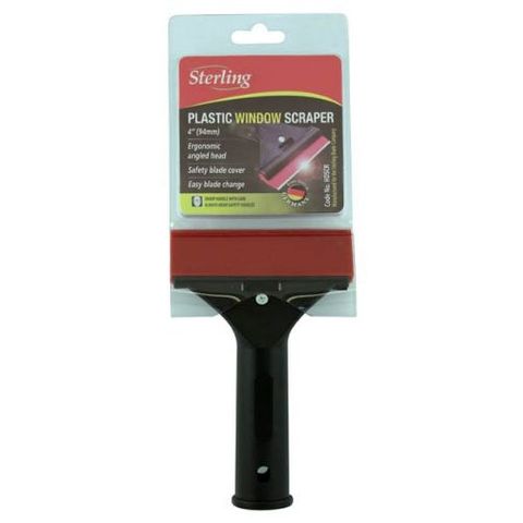 STERLING HDSCR BLACK PLASTIC WINDOW SCRAPER ON DISPLAY CARD 94MM 4"