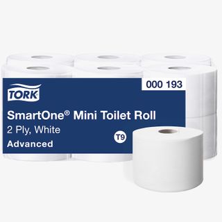 TORK T9 SMARTONE WHITE 2 PLY MINI TOILET ROLLS 150M X12S