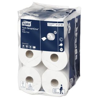 TORK T9 SMARTONE WHITE 2 PLY MINI TOILET ROLLS 150M X12S