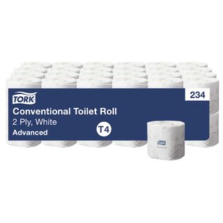 TORK T4 ADVANCED WHITE 2 PLY WRAPPED TOILET ROLLS 400S X 48