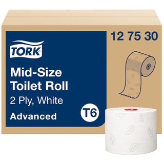 TORK T6 ADVANCED WHITE 2 PLY MID-SIZE TOILET ROLLS 100M X 27S