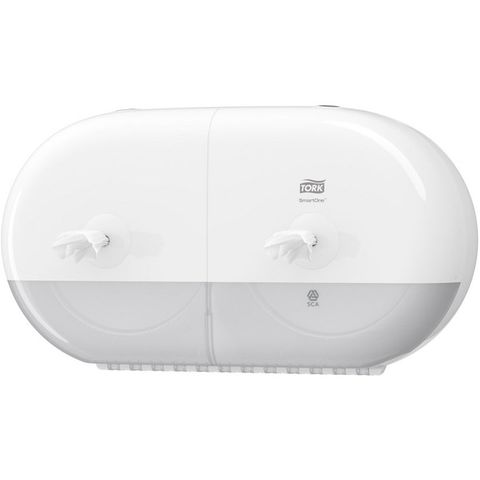TORK T9 SMARTONE WHITE TWIN MINI TOILET ROLL DISPENSER