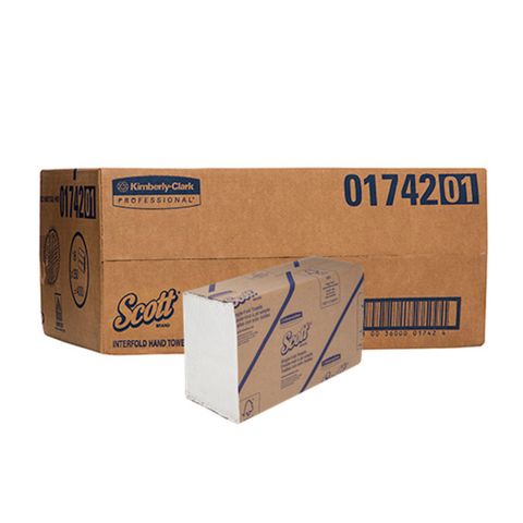 SCOTT 1742 I/FOLD STANDARD WHITE 1 PLY PAPER TOWEL 250S X 16